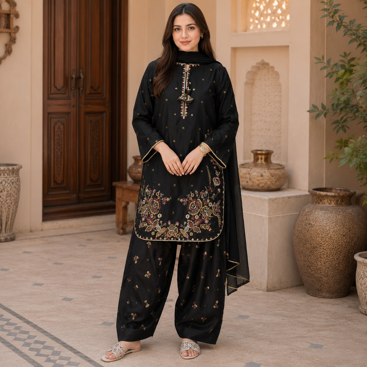 Raatrani 3-Piece Farshi Shalwar Set
