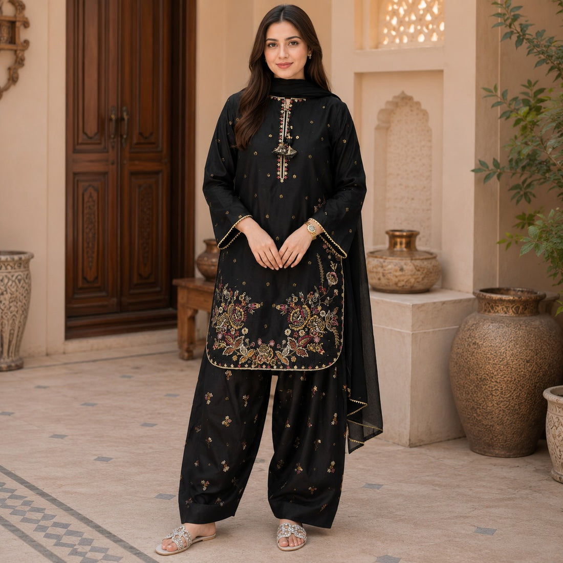 Raatrani 3-Piece Farshi Shalwar Set