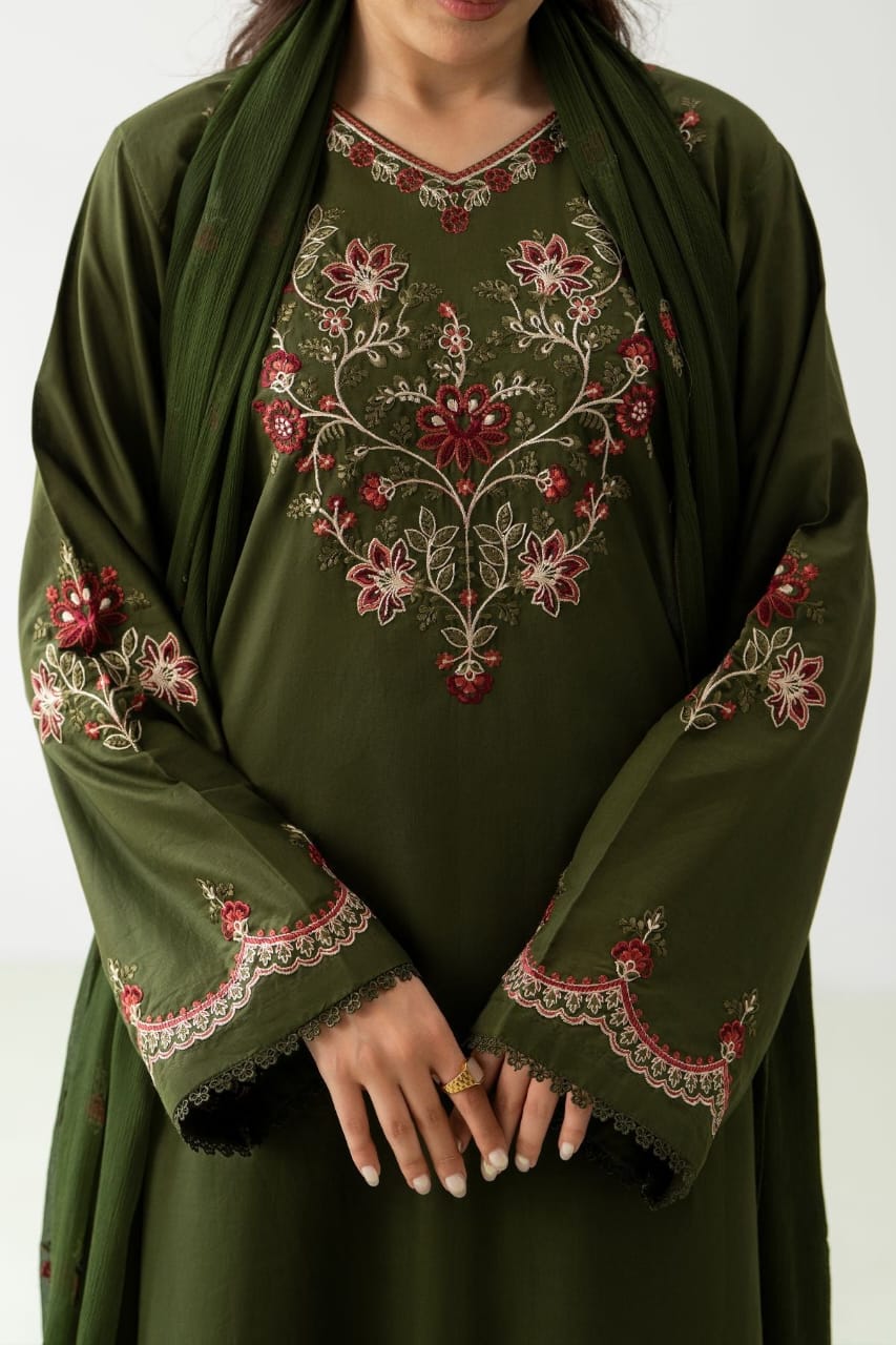 Lawn Cotton Fabric 3-Piece Stitched Sui